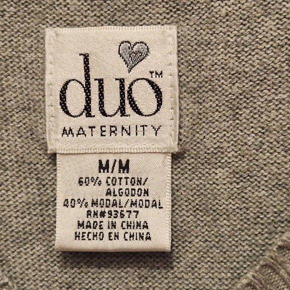 DUO MATERNITY Size Medium Gray Long Sleeve Sweater Tunic Rayon Cotton Knit Rib - Picture 5 of 8